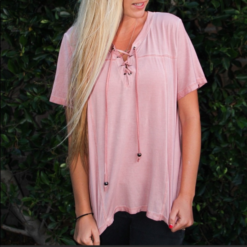 Dusty Pink Laced up Tie Top